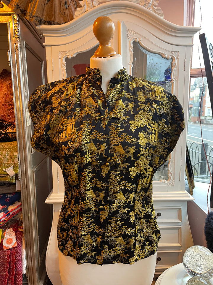 Vintage Chinns Gold &amp; Black Blouse