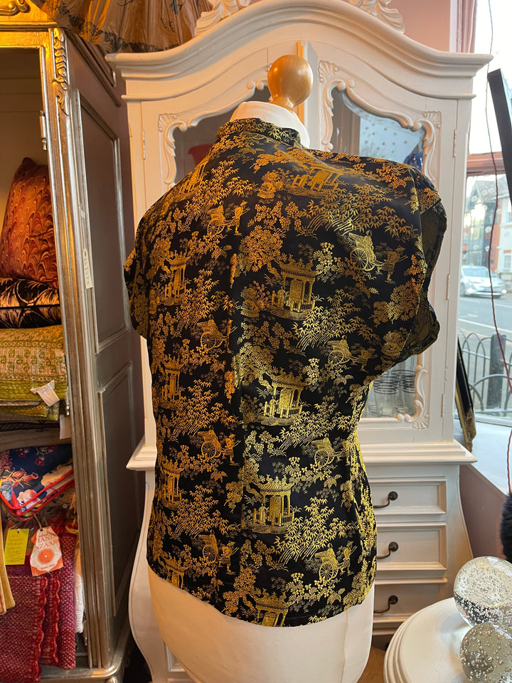 Vintage Chinns Gold &amp; Black Blouse
