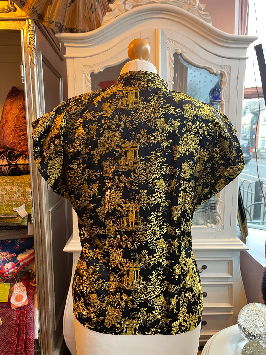 Vintage Chinns Gold &amp; Black Blouse
