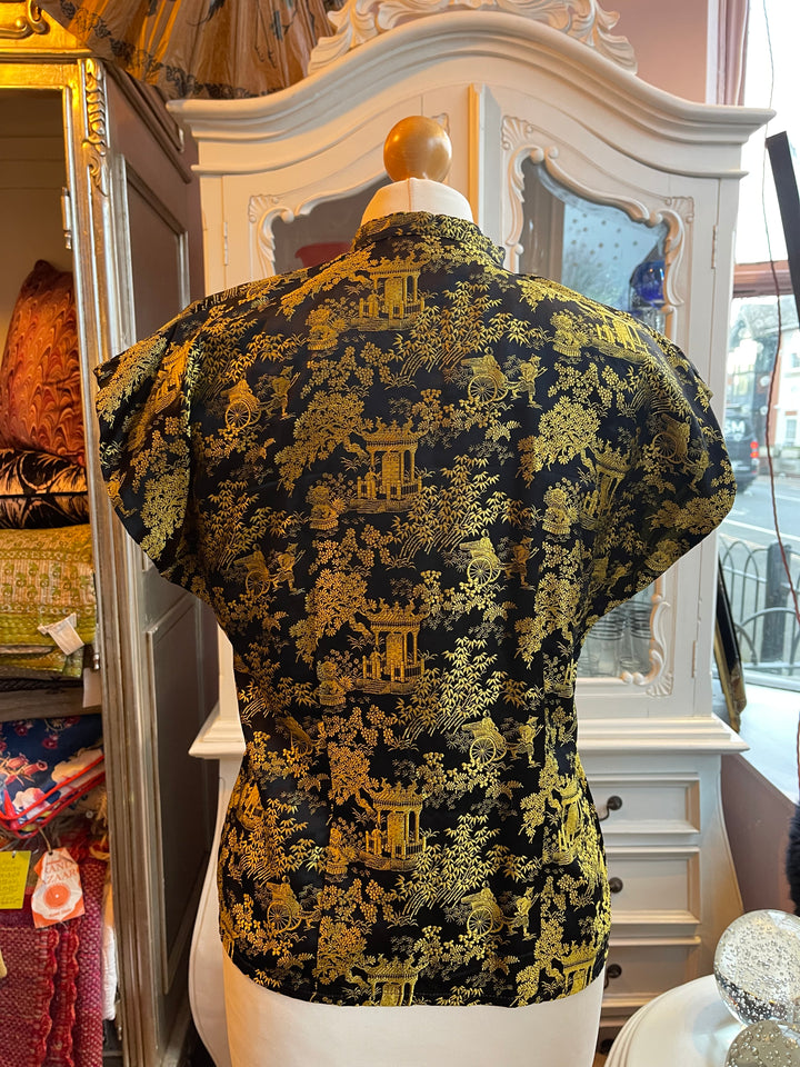 Vintage Chinns Gold &amp; Black Blouse
