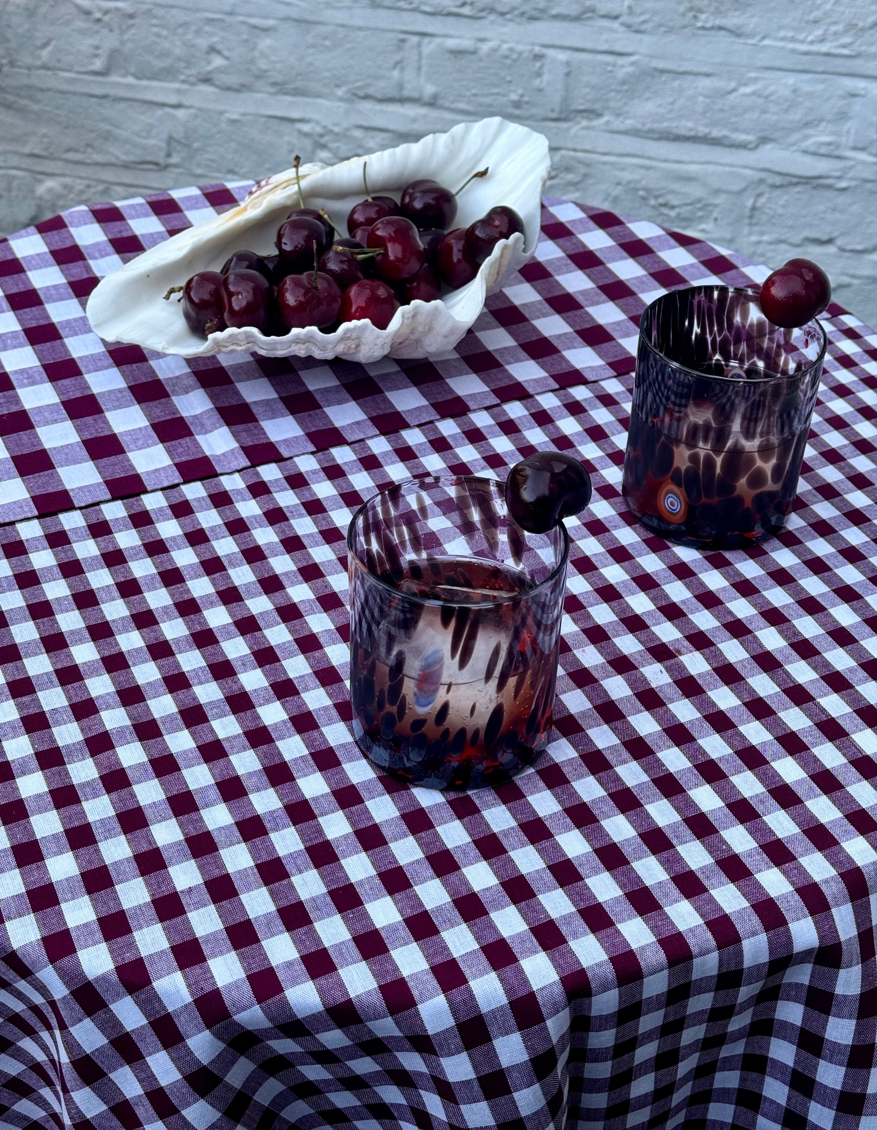 Patchwork Vichy Gingham Tablecloth - Prune 