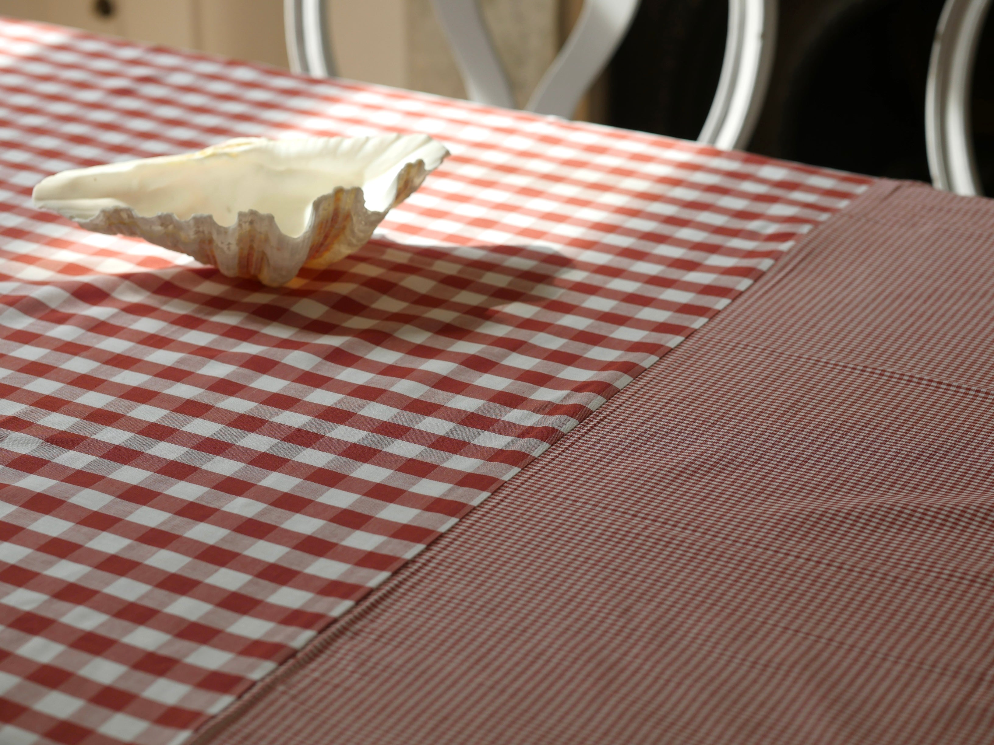 Patchwork Vichy Gingham Tablecloth - Brick