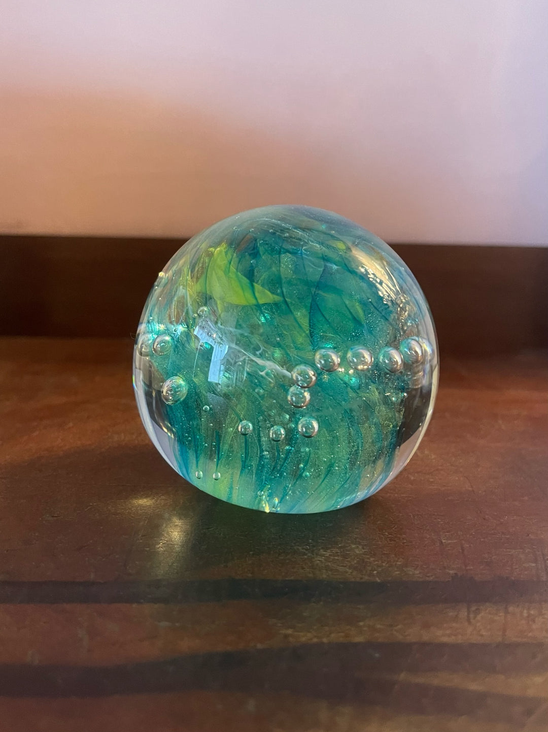 Isle of Wight Ocean Swirl with Bubbles Paperweight