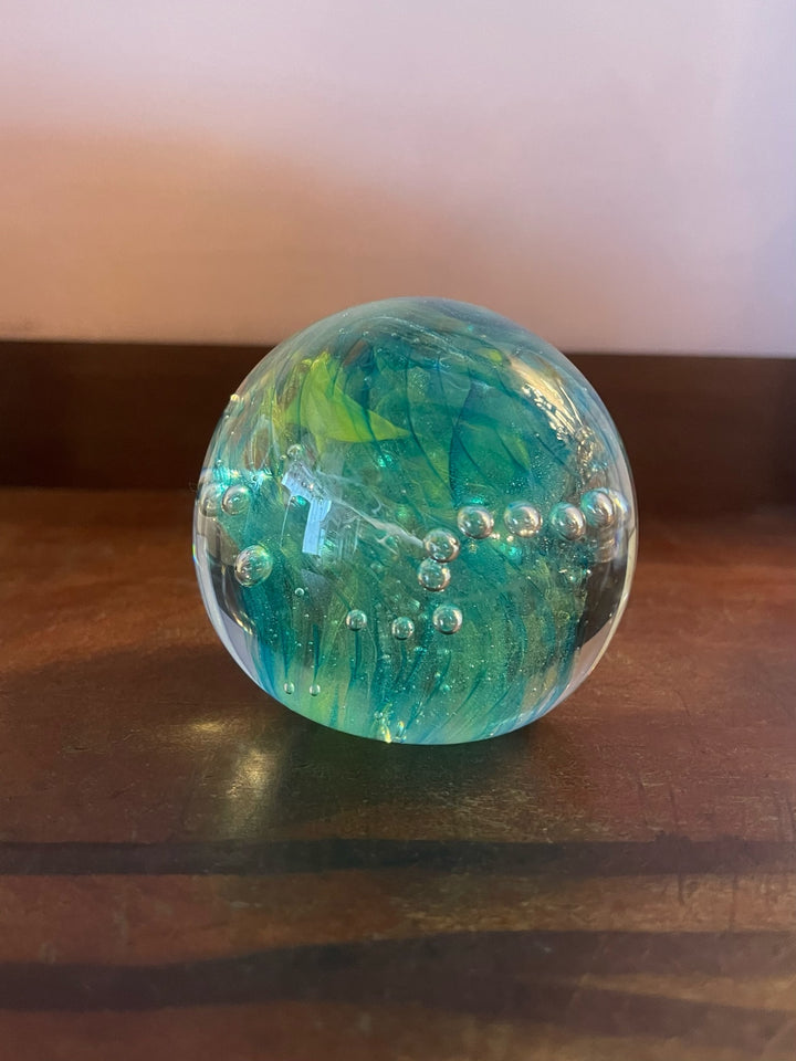 Isle of Wight Ocean Swirl with Bubbles Paperweight