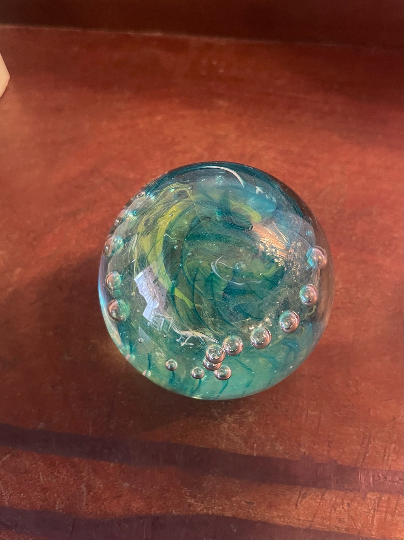 Isle of Wight Ocean Swirl with Bubbles Paperweight