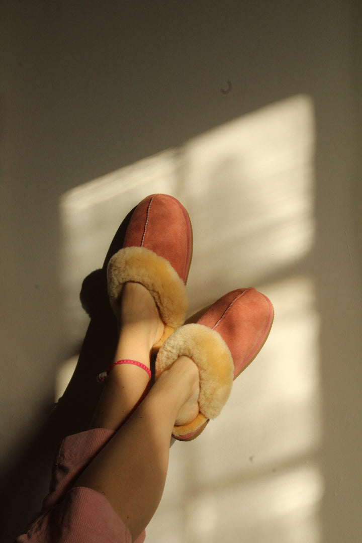 Jessica Sheepskin Slip On Slippers - Marsala Chestnut