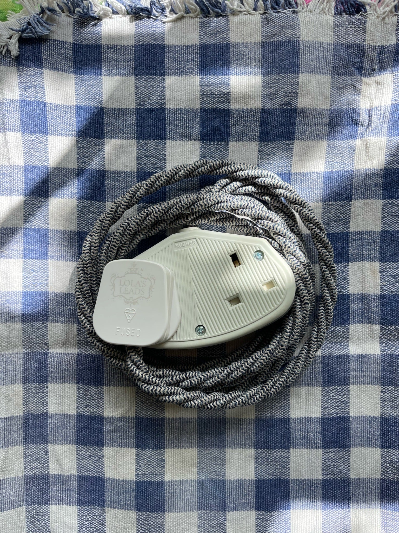 Lola's Leads Denim Blue Fabric Covered Extension Cable