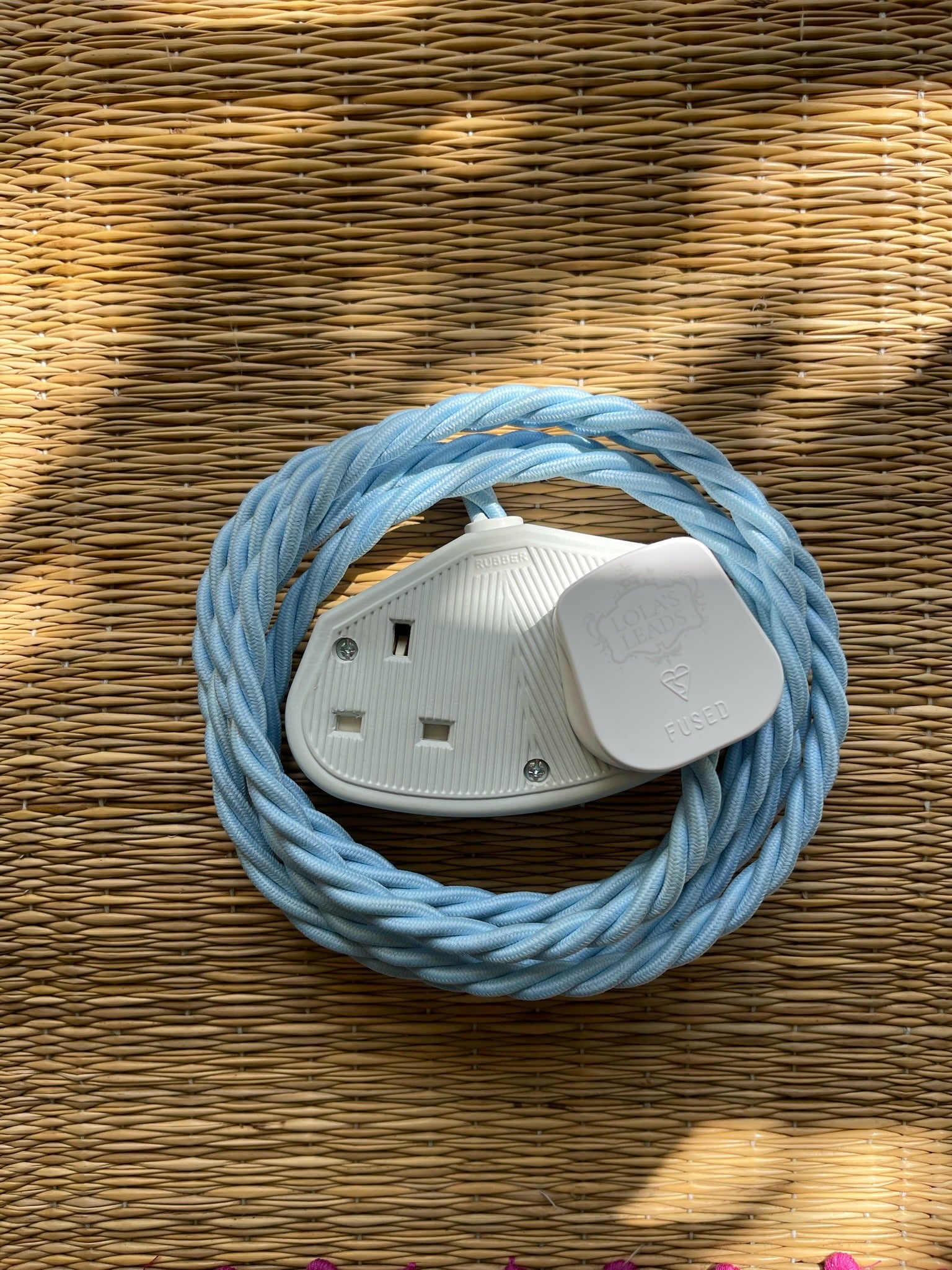 Lola's Leads Powder Blue Fabric Covered Extension Cable