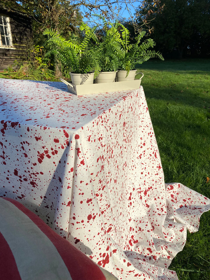 Merlot Splatter Indian Block Print Tablecloth