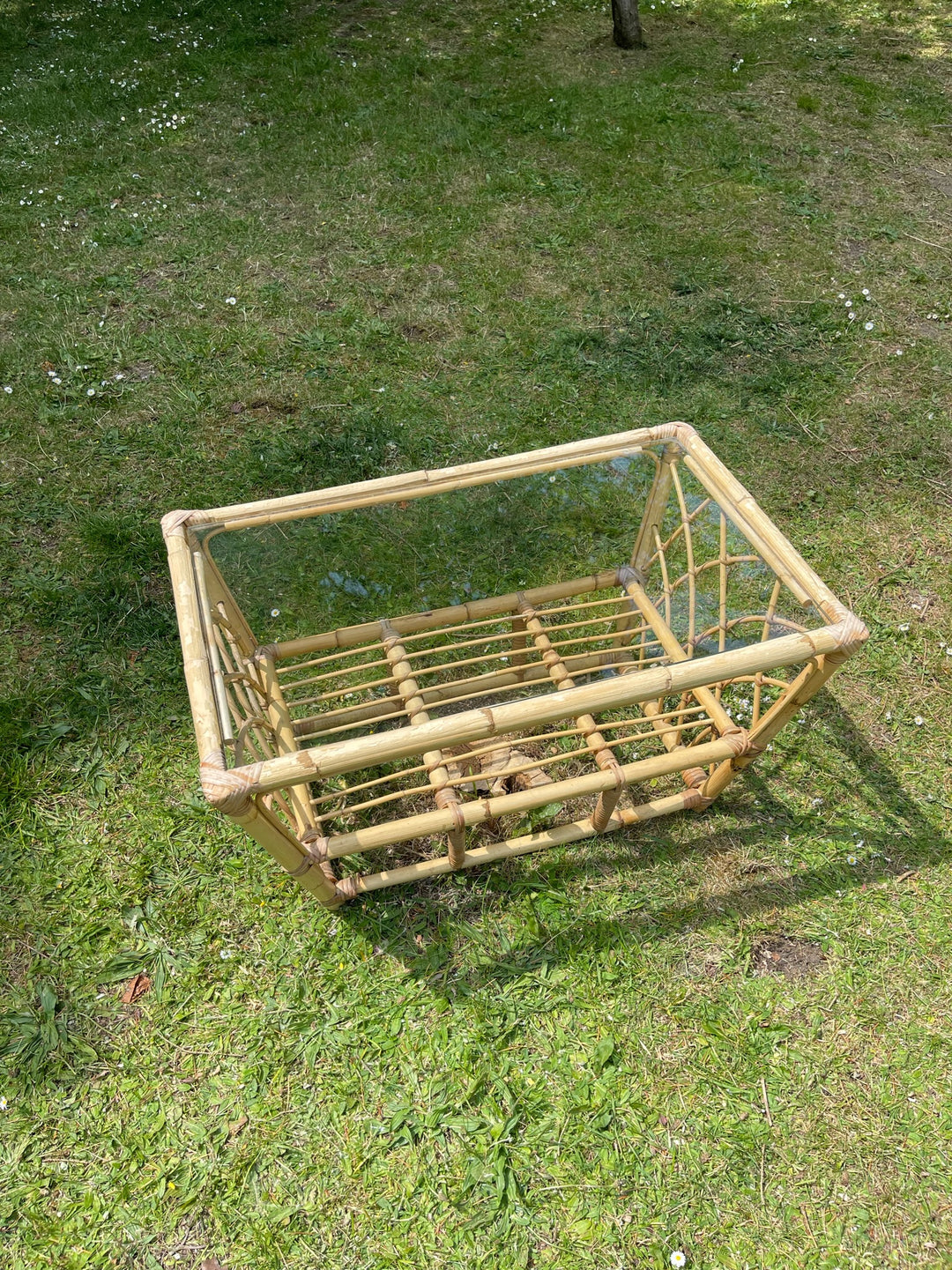 Mid-Century Rattan Pair of Chairs &amp; Coffee Table