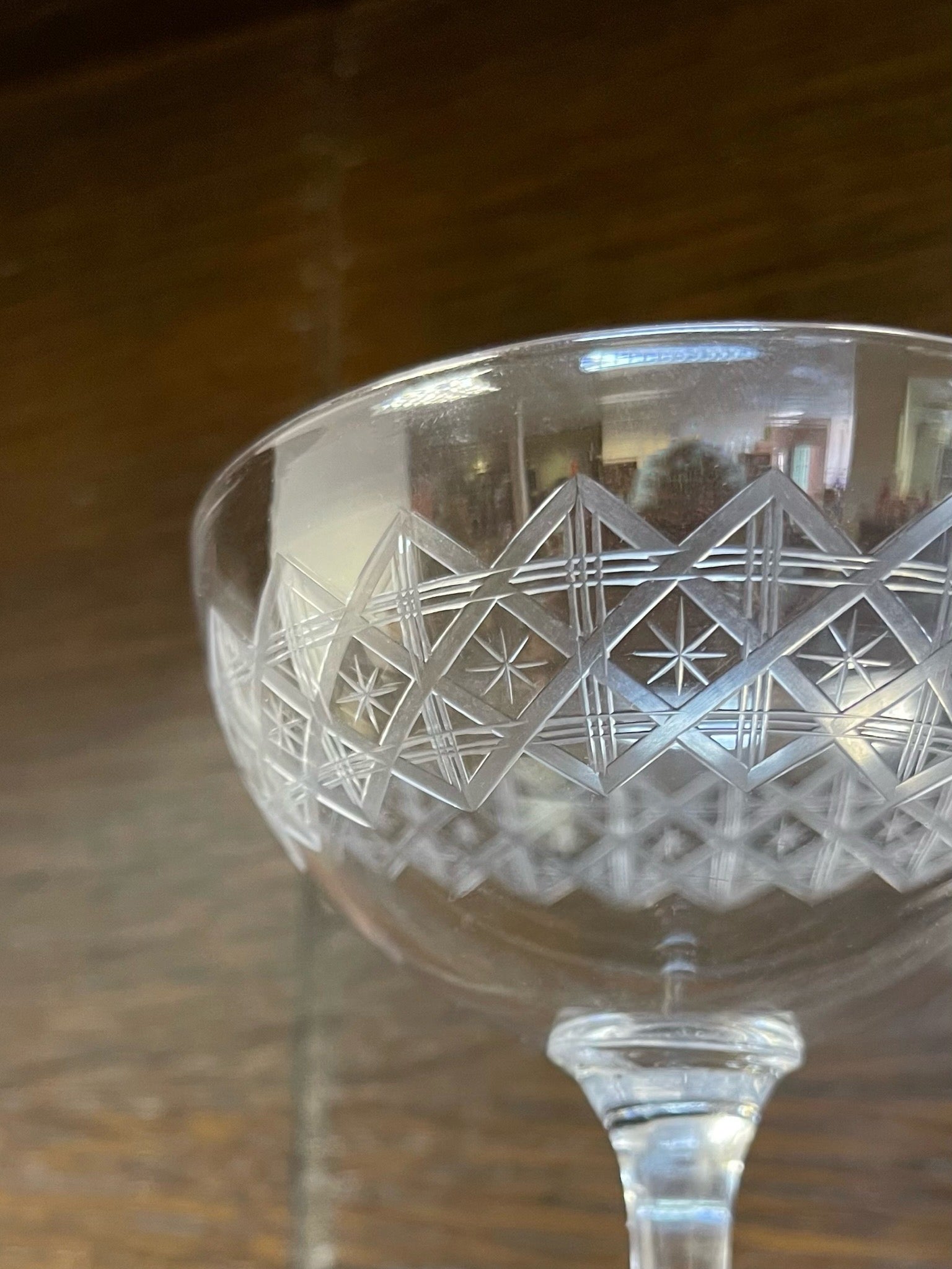 Mixed Set of Eight Crystal Champagne Coupes