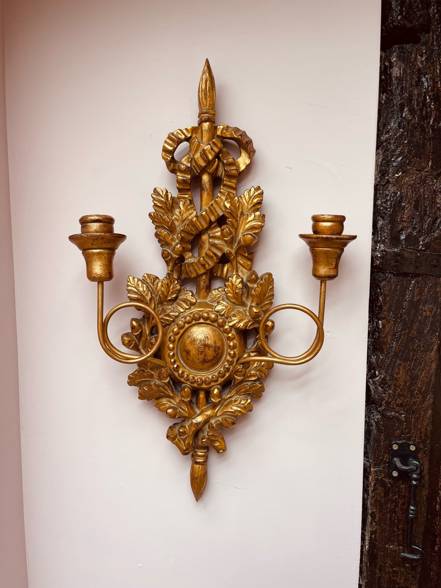 Pair of French Gilded Wooden Wall Sconces