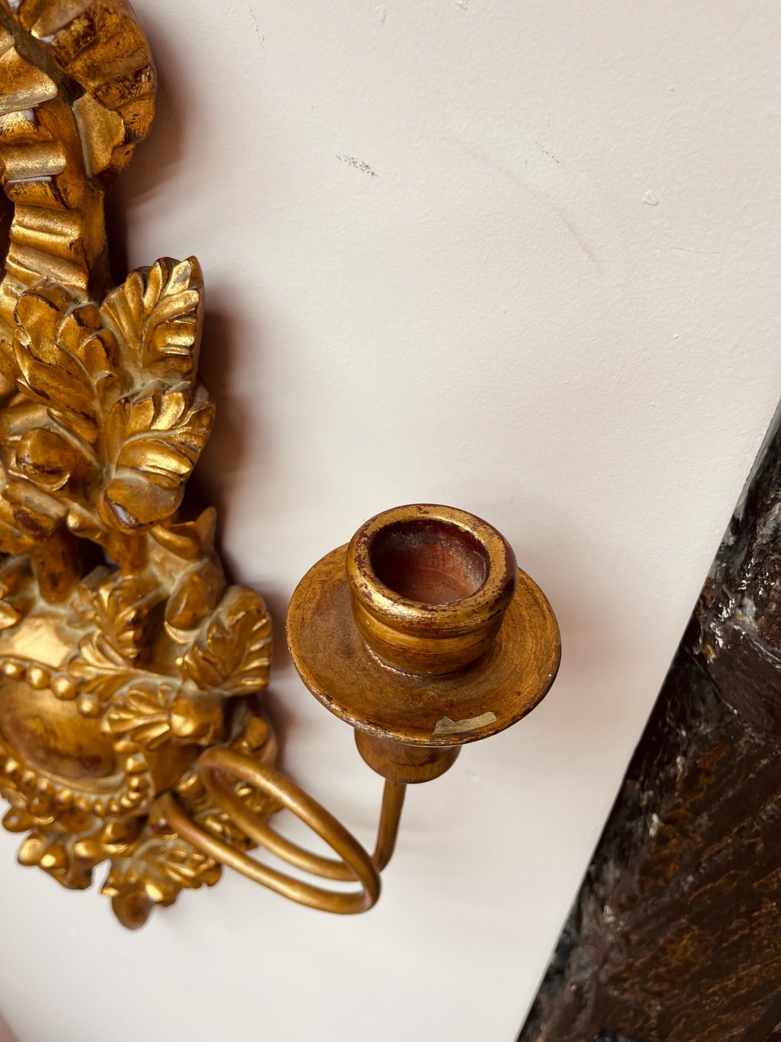 Pair of French Gilded Wooden Wall Sconces