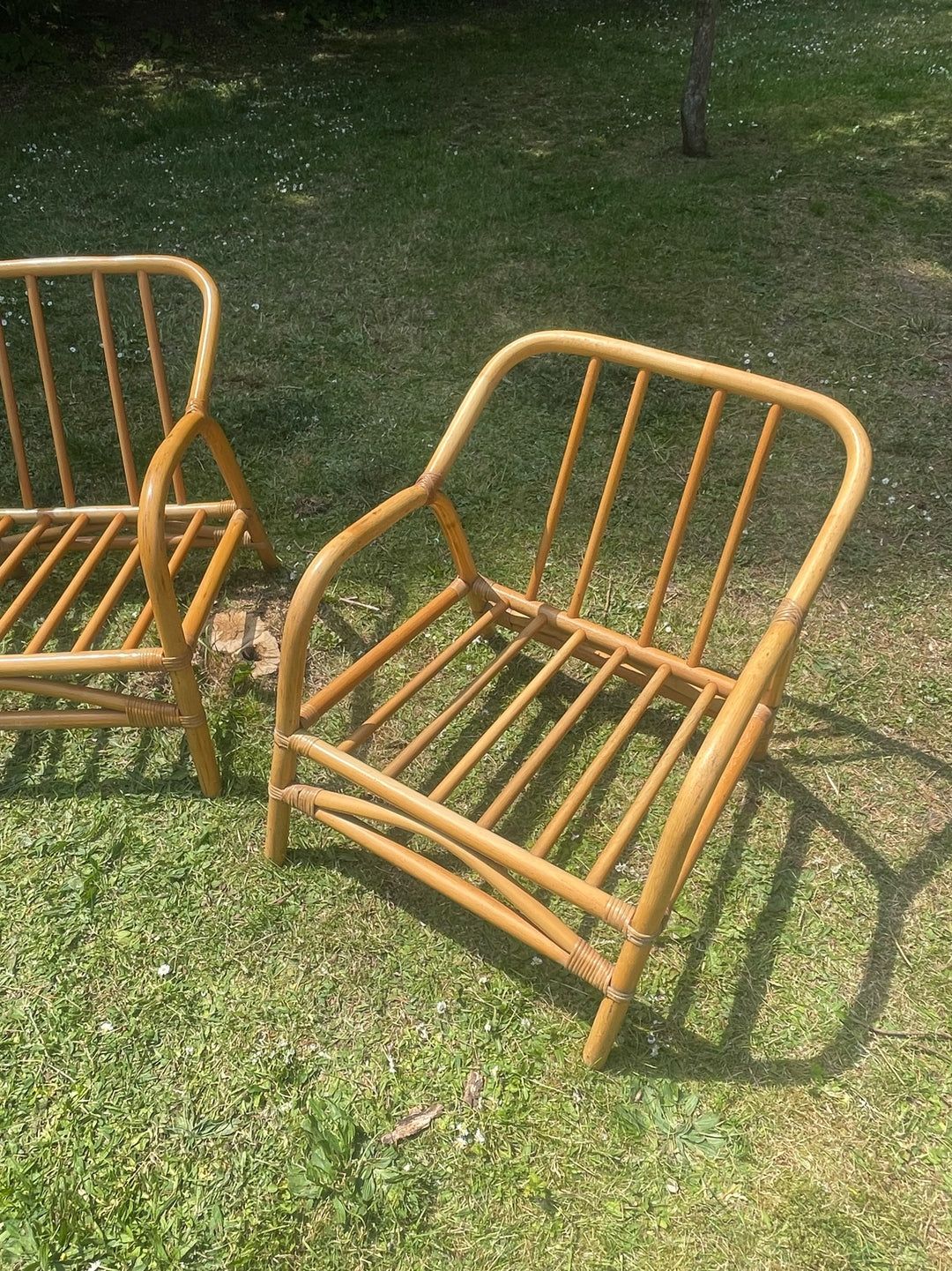 Pair of Mid-Century Bamboo Lounge Chairs