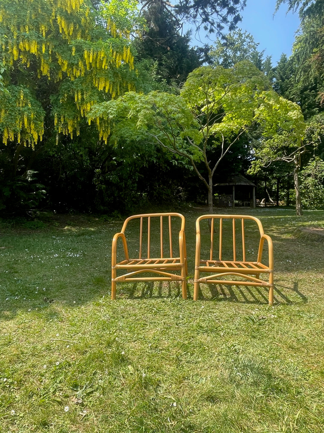 Pair of Mid-Century Bamboo Lounge Chairs