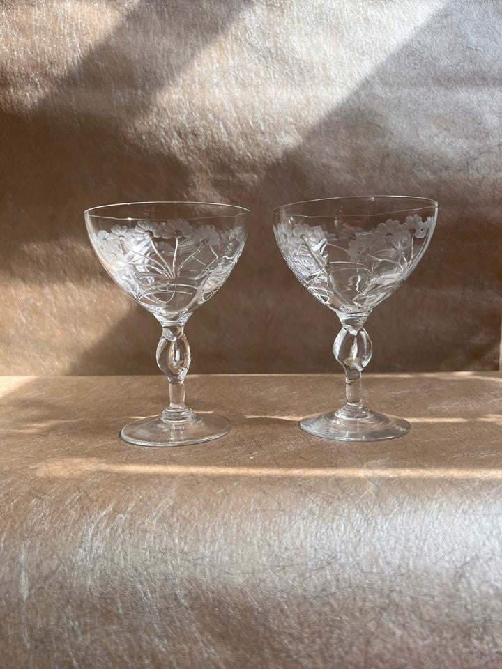 Pair of Royal Brierley Floral Coupes