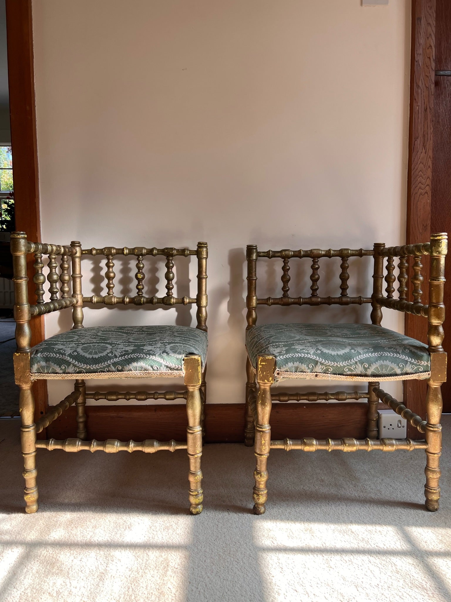 Pair of Small Golden Corner Chair