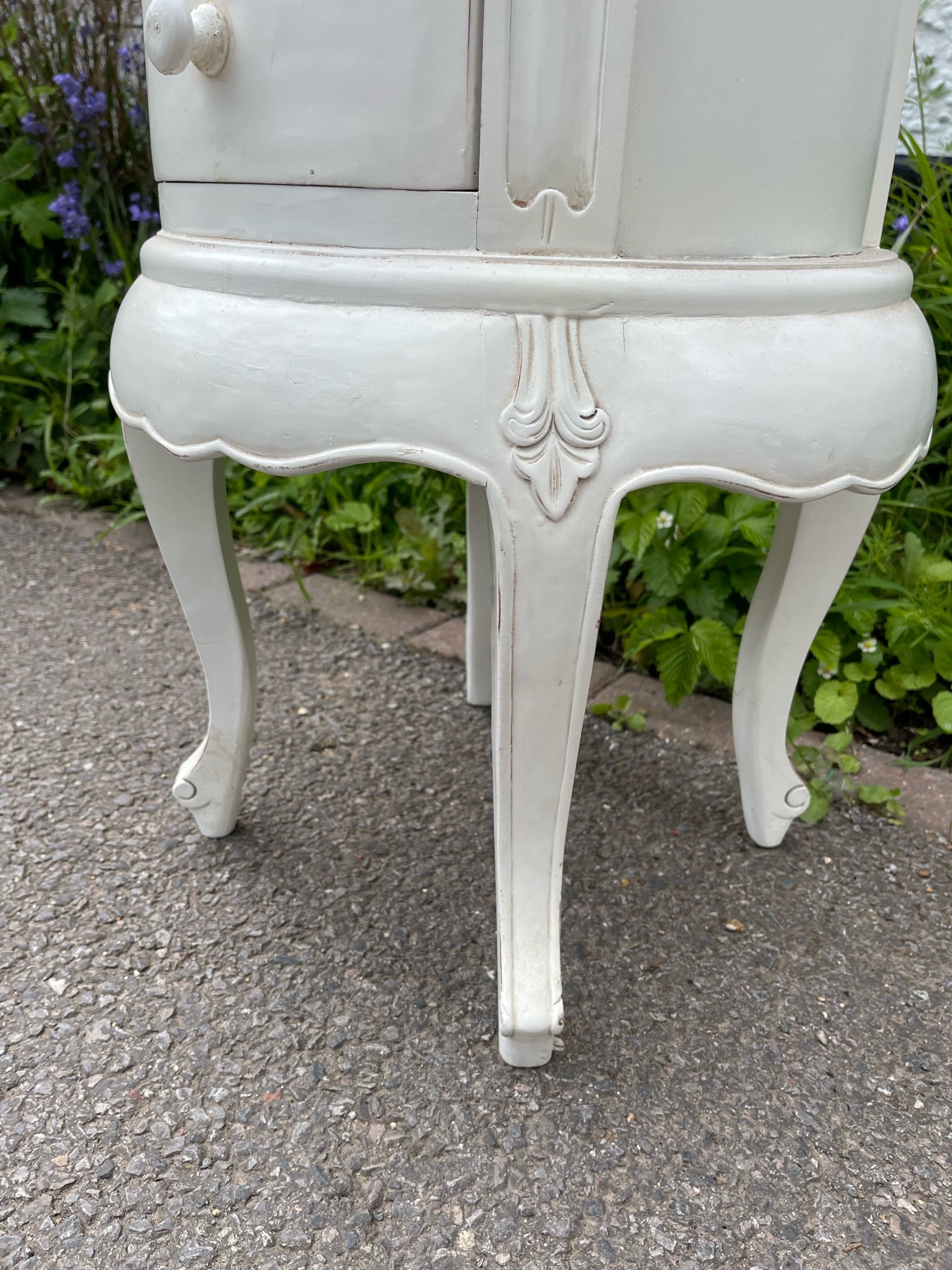 Pair of White Ornate Side Tables