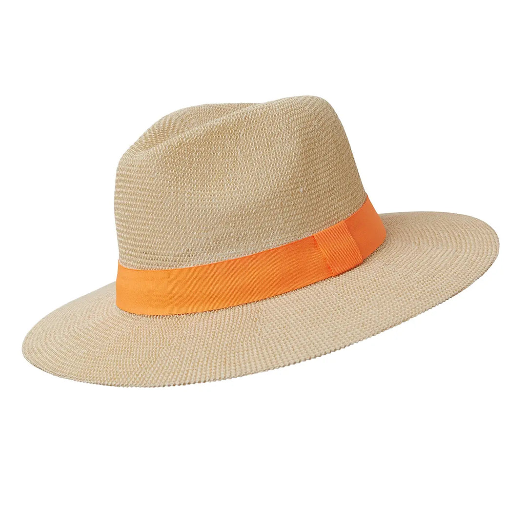 Panama Hat - Natural Paper with a Orange Band