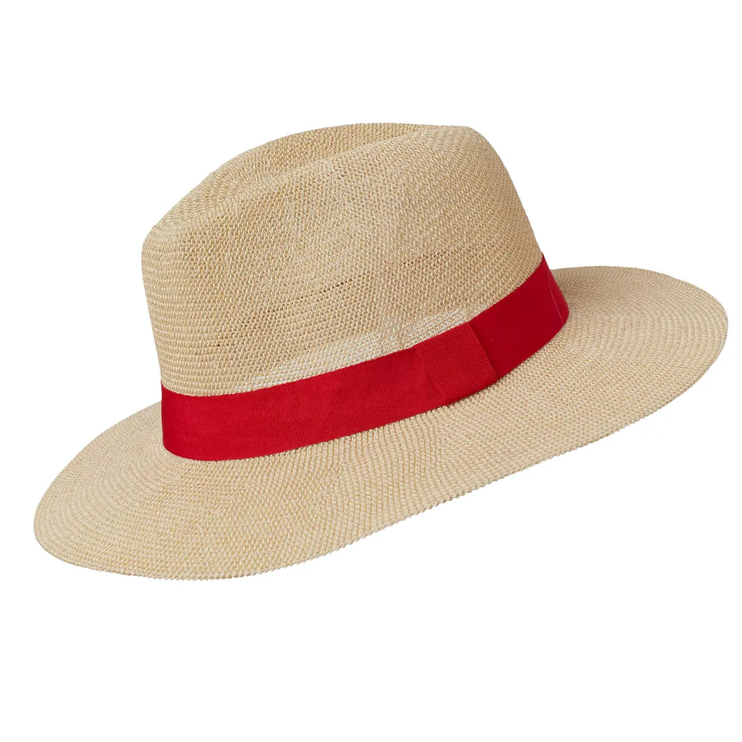 Panama Hat - Natural Paper with a Red Band