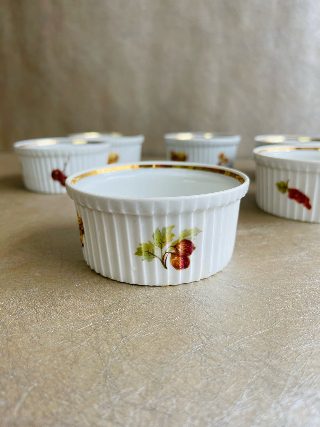 Pilivite Fruit &amp; Nuts Gold Rimmed Ramekins