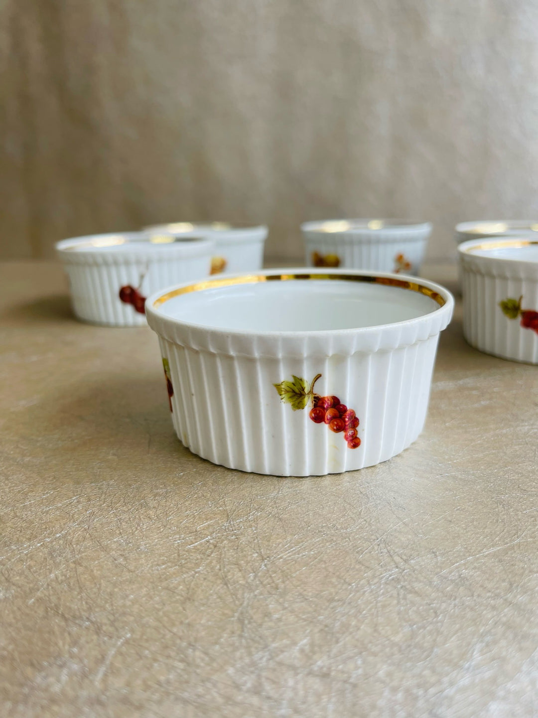 Pilivite Fruit &amp; Nuts Gold Rimmed Ramekins
