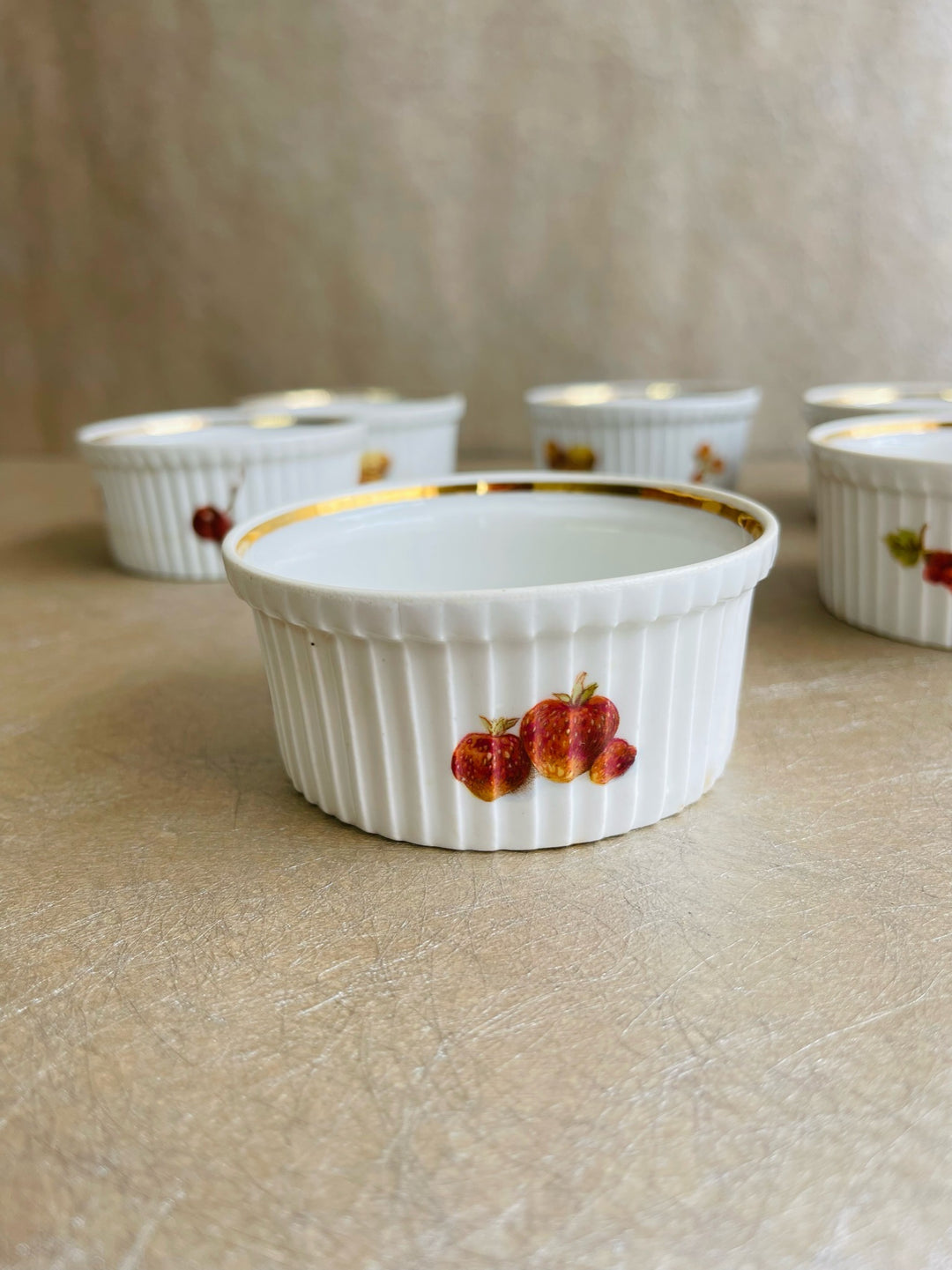 Pilivite Fruit &amp; Nuts Gold Rimmed Ramekins