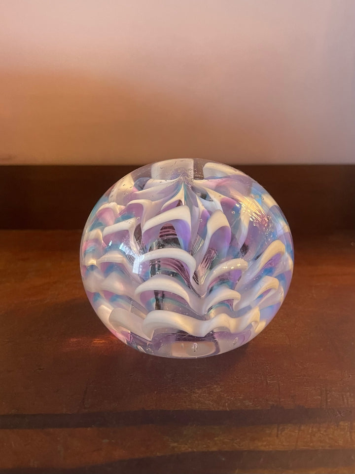 Purple &amp; White Ruffle Paperweight
