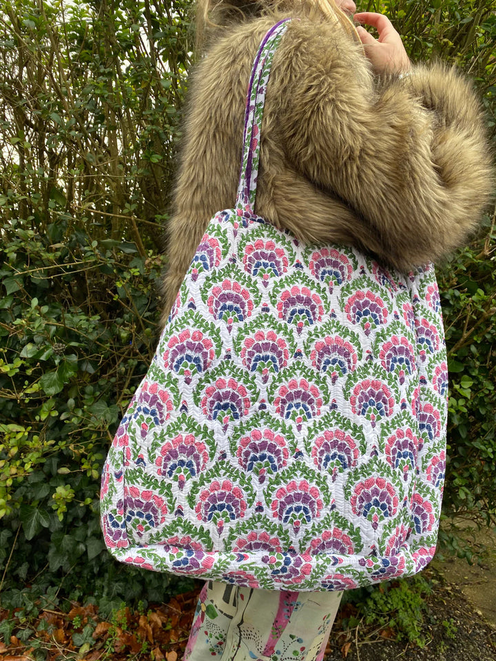 Purple Reversible Indian Block Print Bag