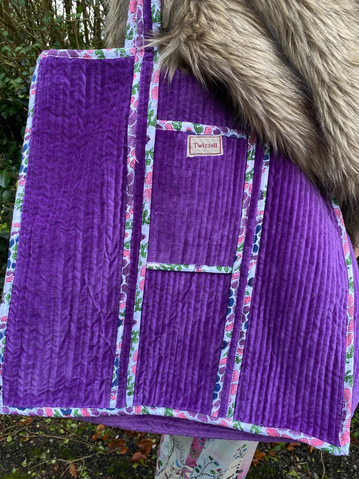 Purple Reversible Indian Block Print Bag
