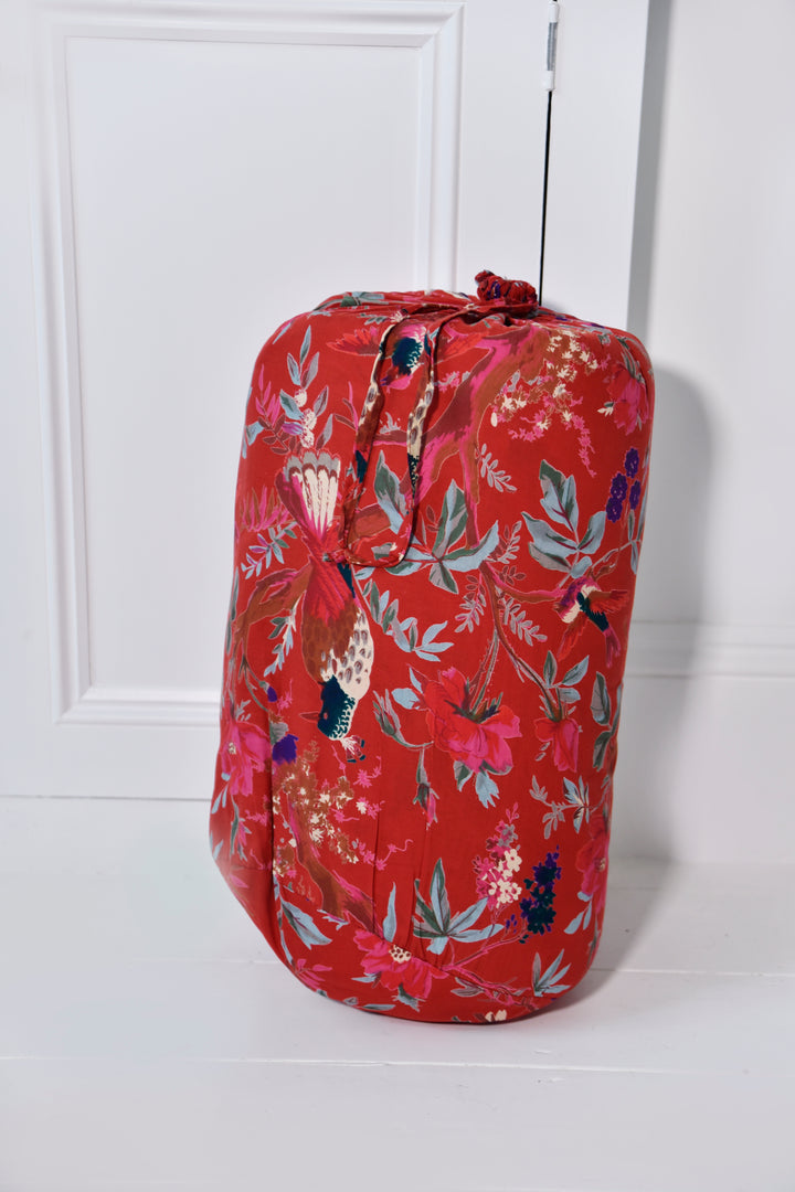 Red Exotic Bird Print Quilt