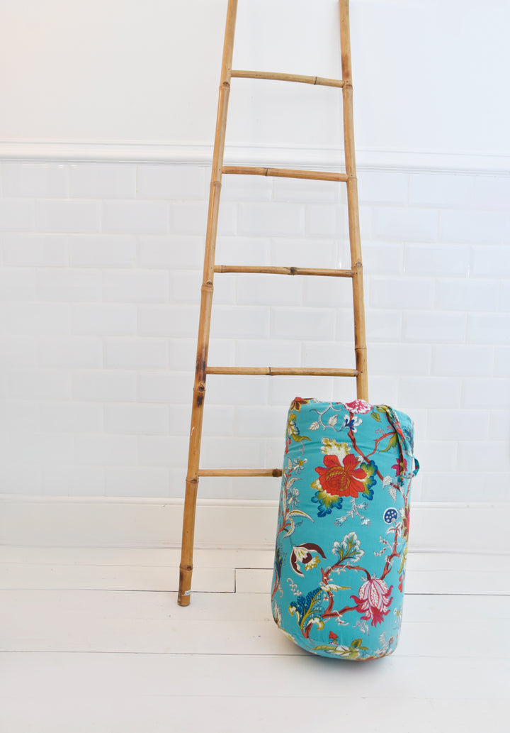 Teal Exotic Floral Print Quilt