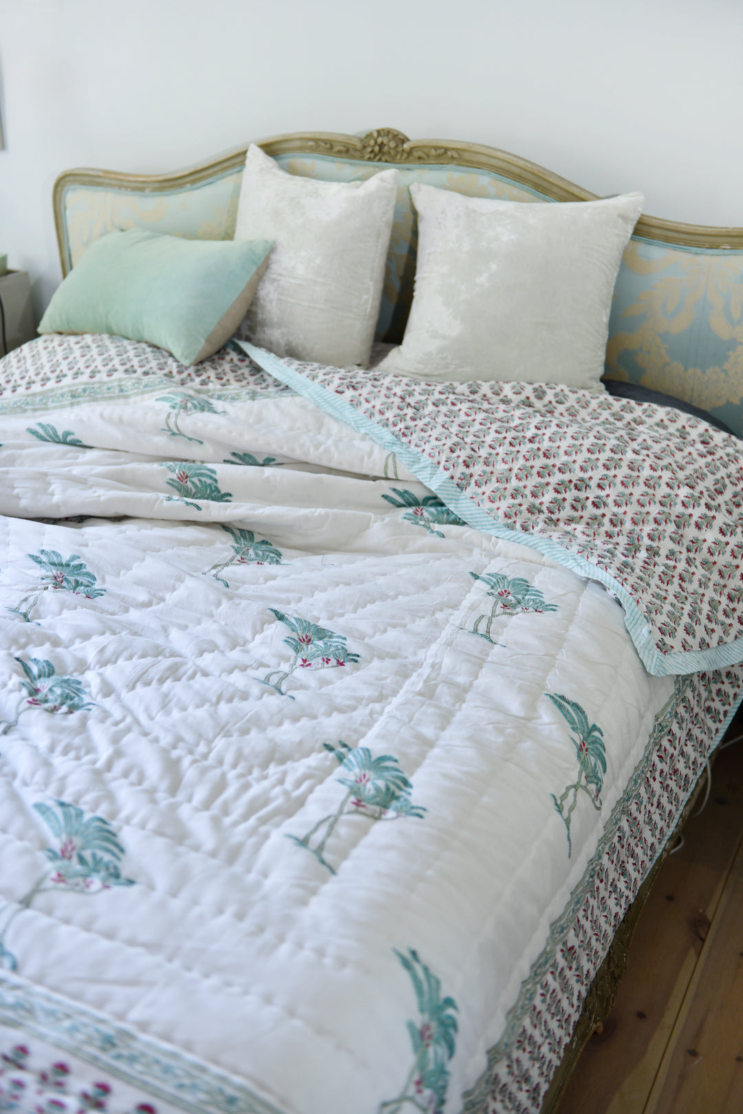 Palm Block Print Quilt / Throw