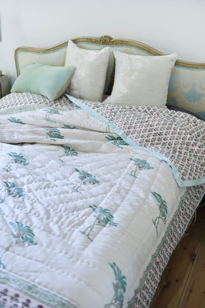 Palm Block Print Quilt / Throw