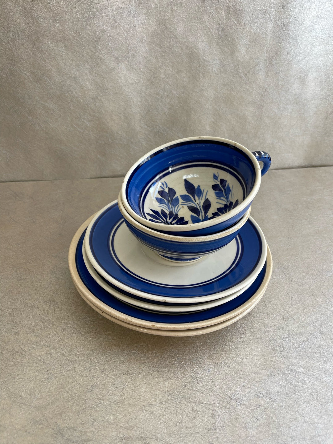 Quimper Large Cup &amp; Saucer with Plate Set