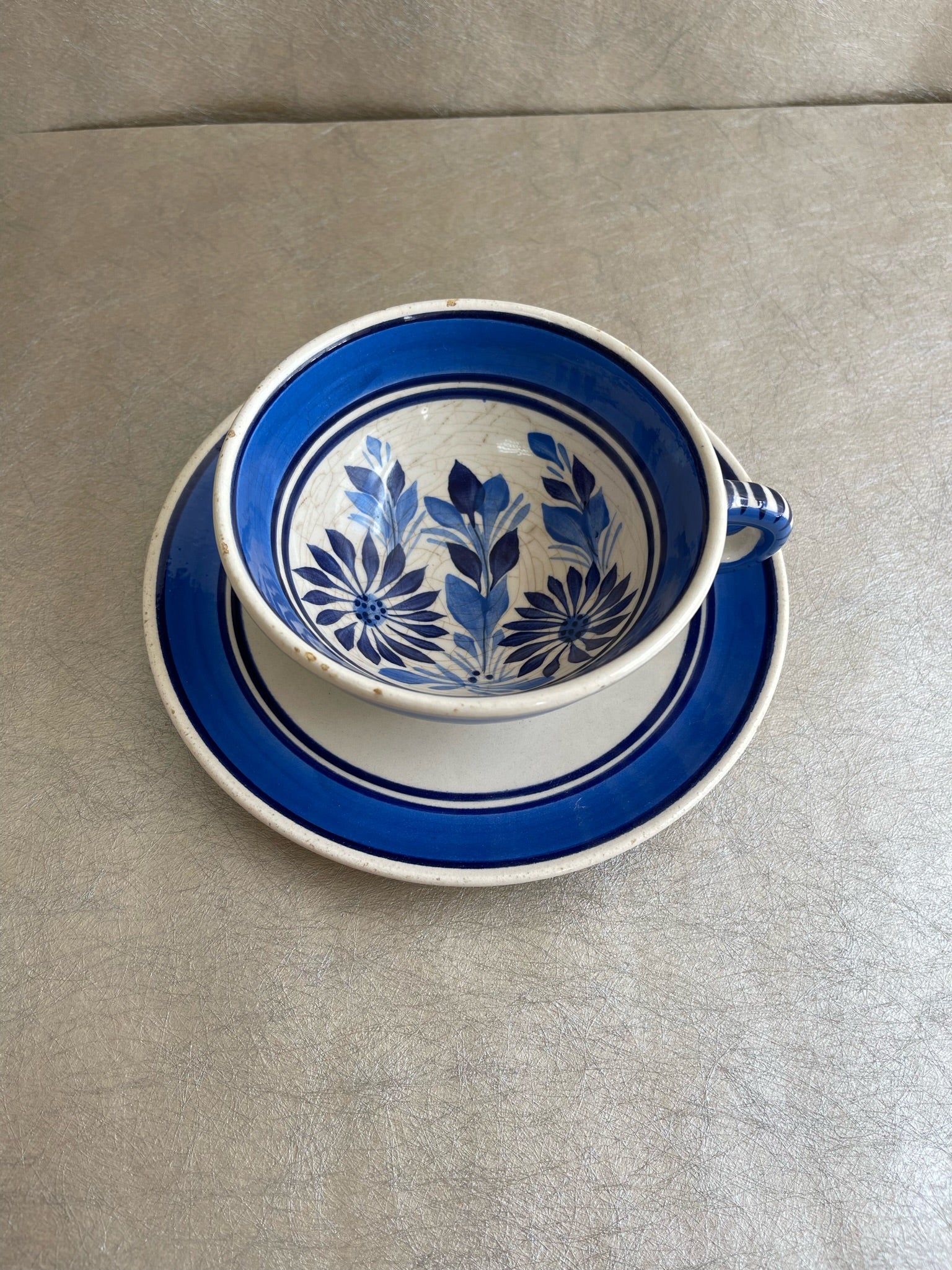 Quimper Large Cup & Saucer with Plate Set