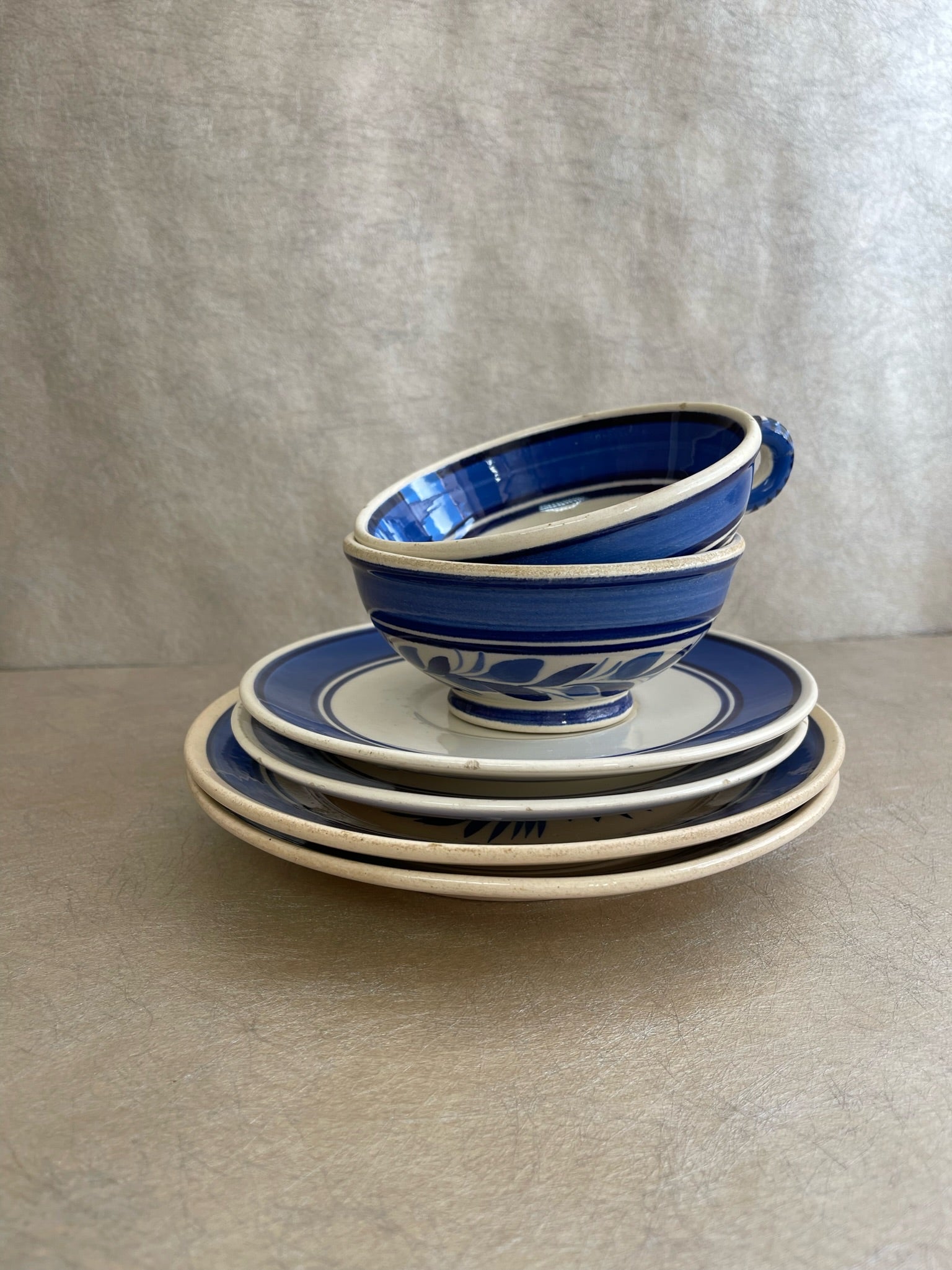 Quimper Large Cup & Saucer with Plate Set