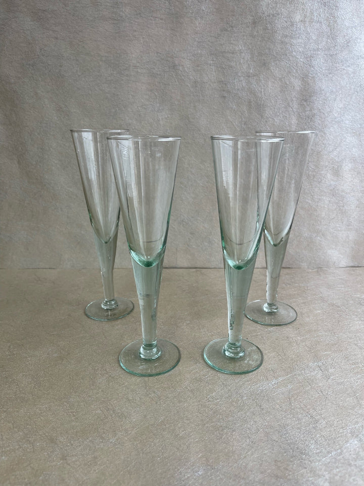 Recycled Glass Champagne Flutes