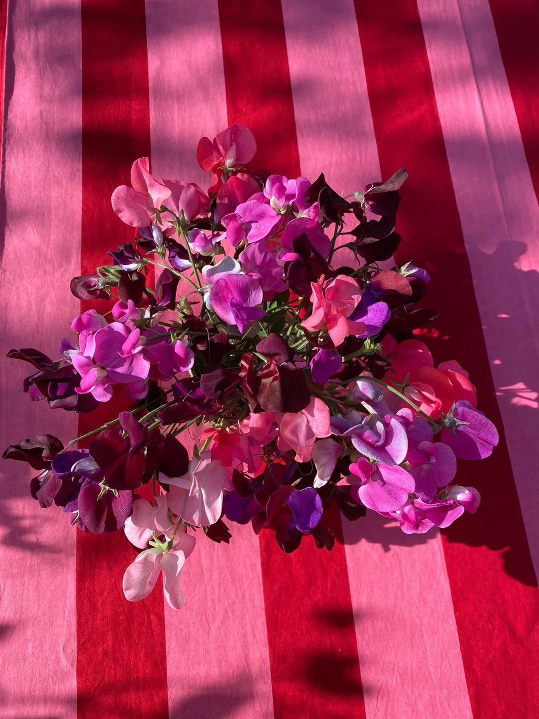 Red & Pink Stripe Indian Block Print Tablecloth