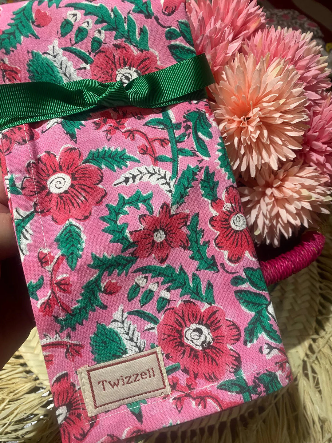 Red & Pink Indian Block Print Napkins - Set of 4