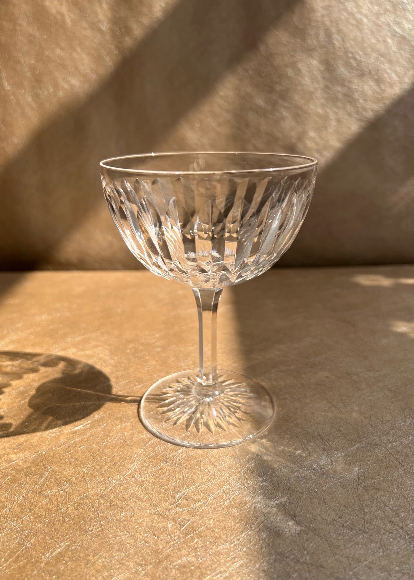 Single Spear Cut Crystal Champagne Coupe
