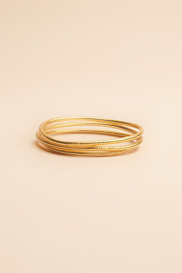 Kumali Light Gold Bangles - Thin