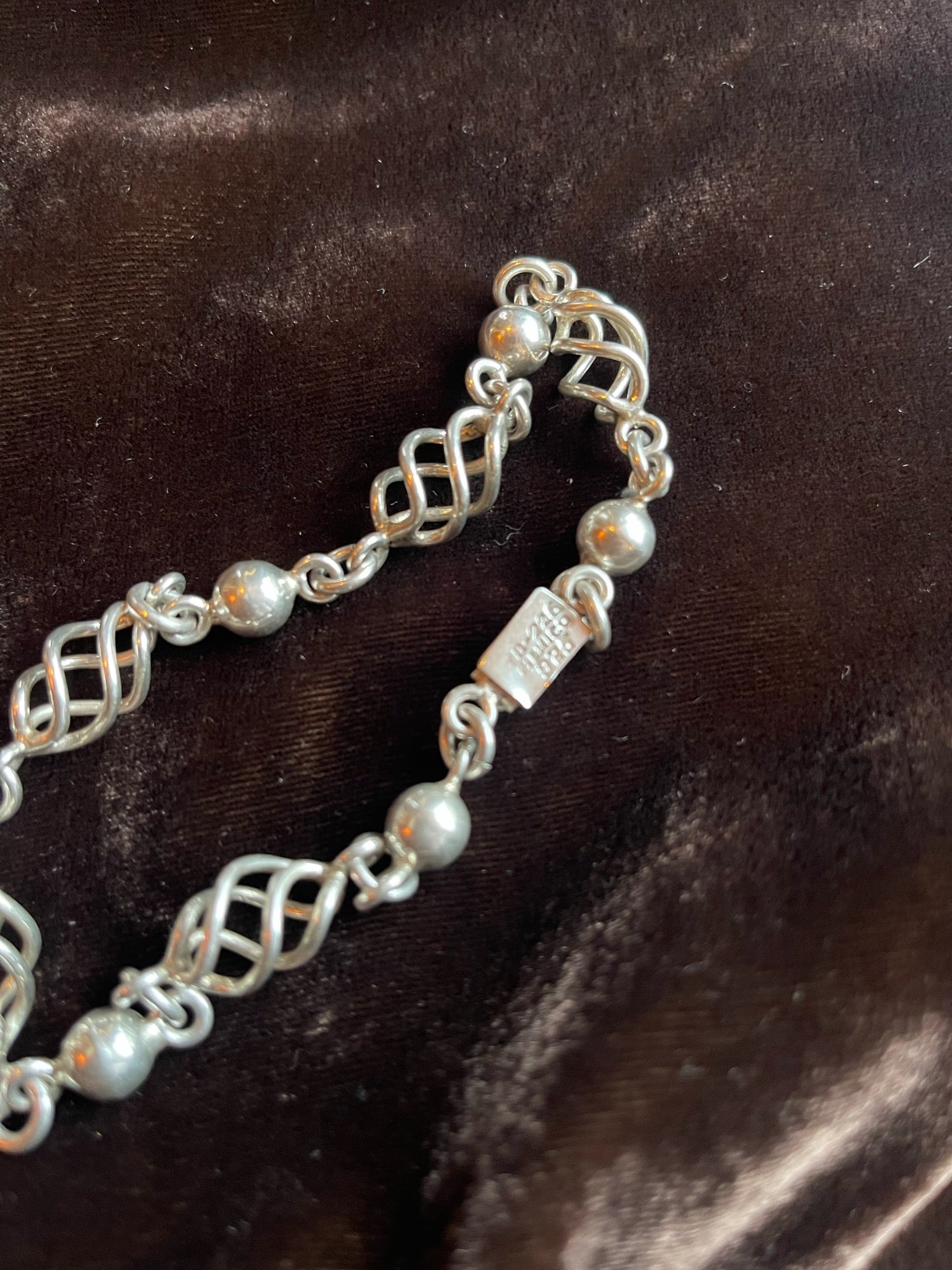 Twinkling Spiral & Bobble Silver Necklace