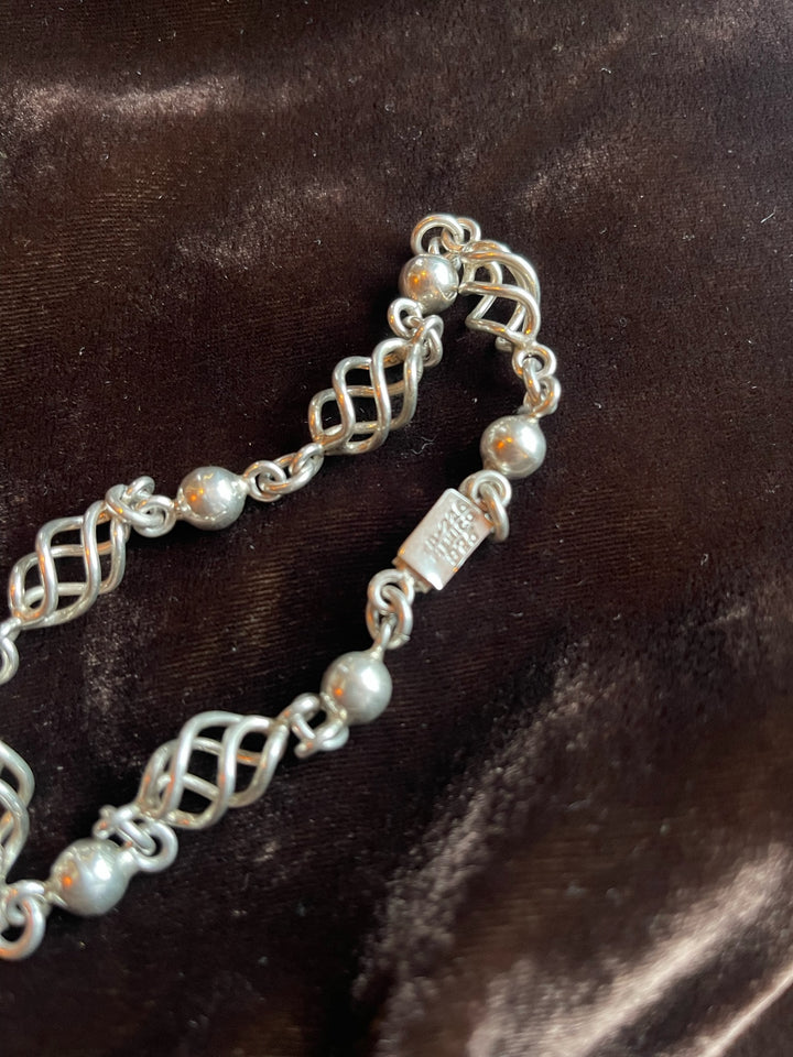 Twinkling Spiral &amp; Bobble Silver Necklace