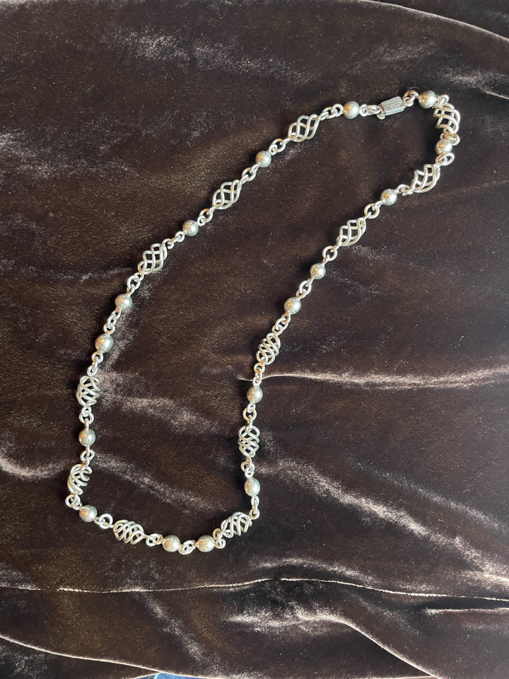 Twinkling Spiral &amp; Bobble Silver Necklace