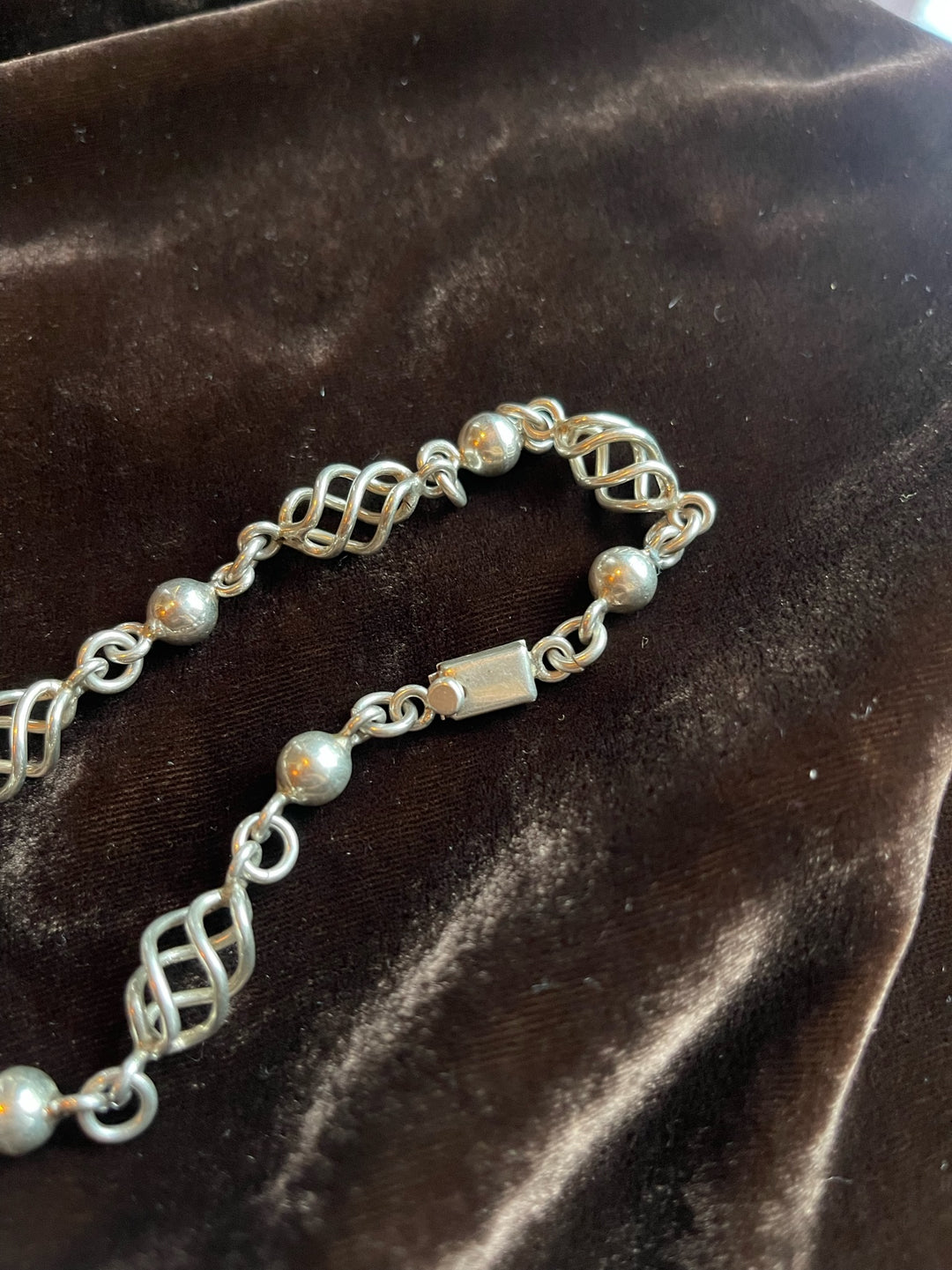 Twinkling Spiral &amp; Bobble Silver Necklace