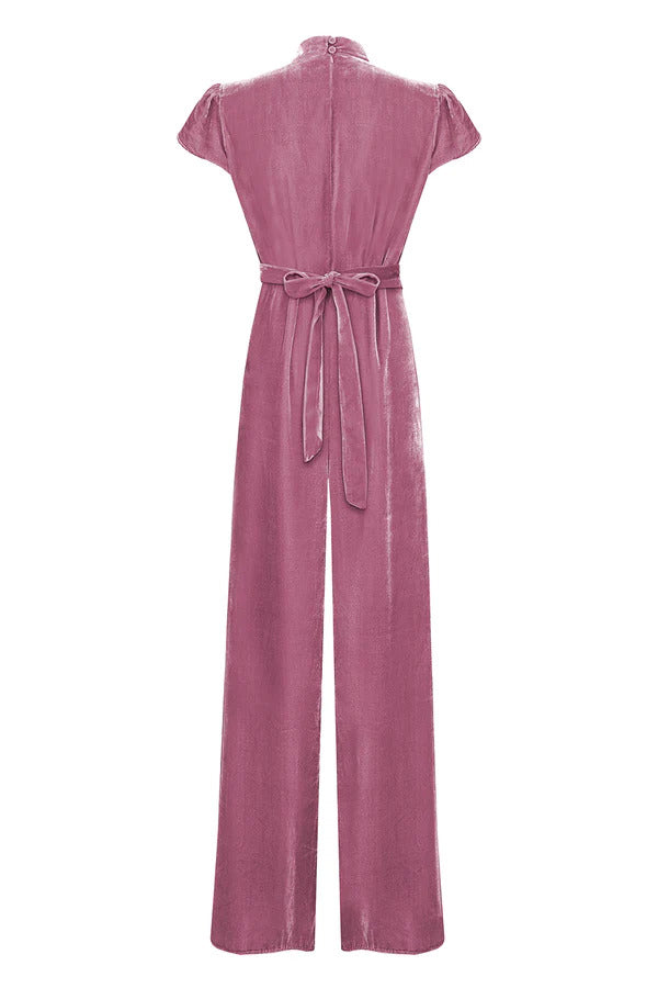 Sable Jumpsuit Silk Velvet - Sweet Pea