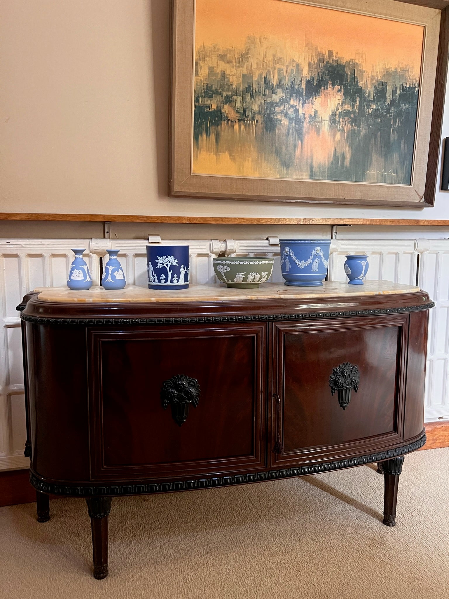 Victorian Marble Topped Mahogany Sideboard