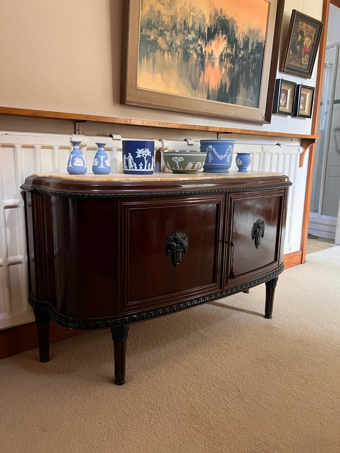 Victorian Marble Topped Mahogany Sideboard
