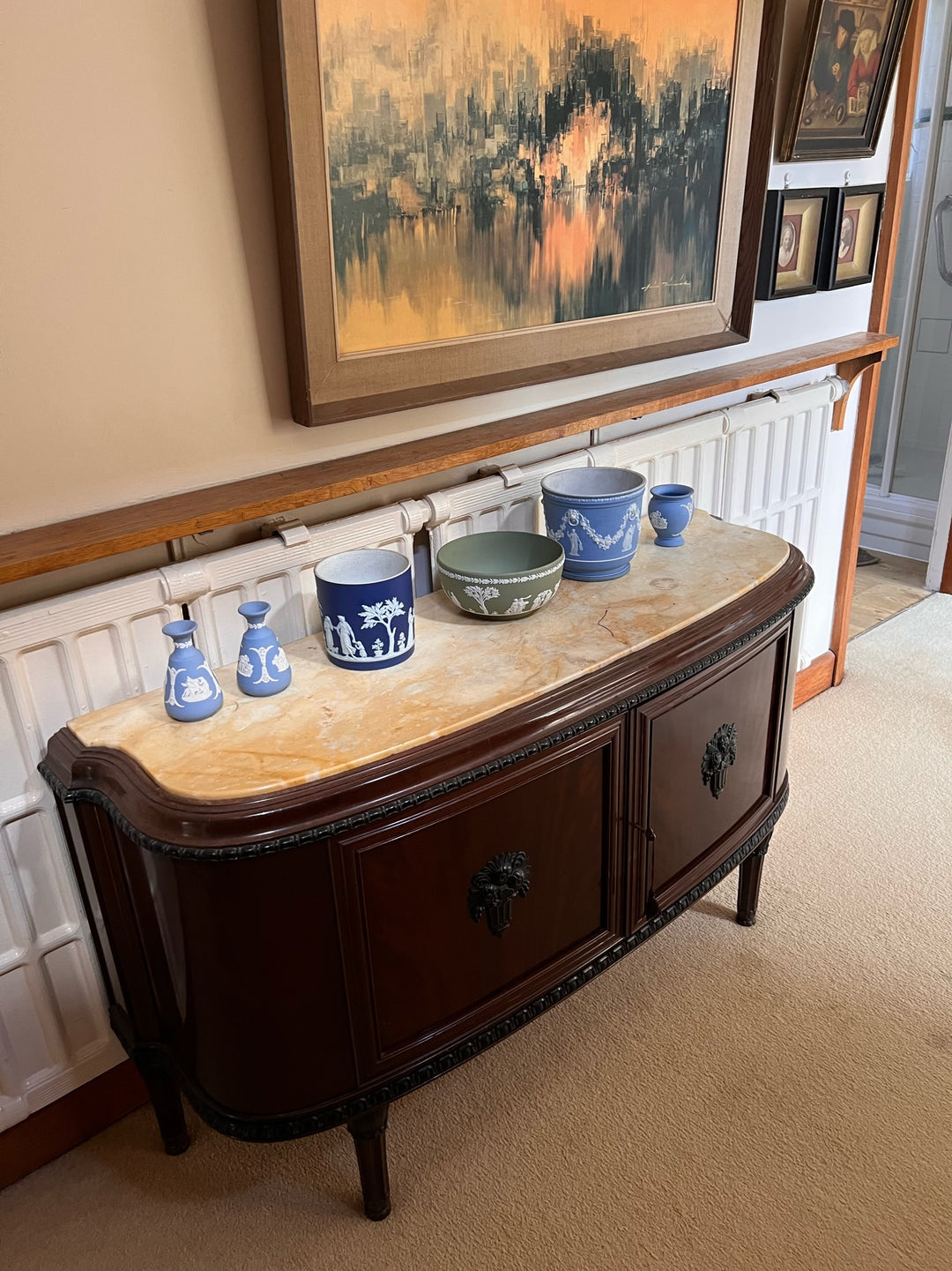 Victorian Marble Topped Mahogany Sideboard